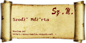 Szoó Márta névjegykártya